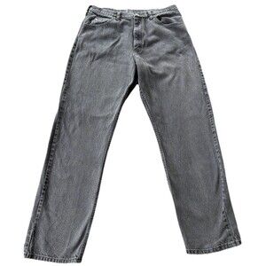 Vintage 90s Wrangler Black Wash Jeans 36x32 Relaxed Fit Faded Denim Western Work